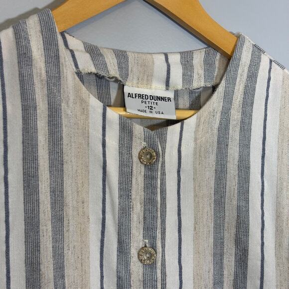 Striped Linen Blend Lagenlook Button Jacket 12P Coastal Grandma USA Soft Summer - Picture 3 of 5